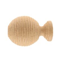 1 embout barre à rideau boule striée Ø28mm hêtre - INVENTIV