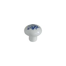 Bouton meuble Classique Céramique Blanc Bleu ø35mm h32mm - B BEAUTY