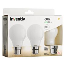 3 Ampoules Filament LED A60 B22 806lm 4000K Blanc neutre - INVENTIV