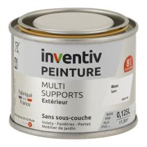 Peinture Extérieure Bois Fer Plastique Blanc Satiné 0,125L - INVENTIV