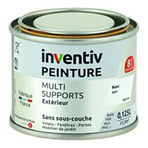 Peinture Extérieure Bois Fer Plastique Blanc Satiné 0,125L - INVENTIV