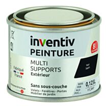 Peinture Extérieure Bois Fer Plastique Noir Satiné 0,125L - INVENTIV