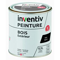 Peinture extérieure bois 6 ans noir satin 0,5 L - INVENTIV