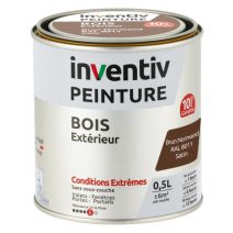 Peinture Extérieure Bois 10 ans Brun Normand Satin 0,5L - INVENTIV