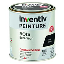 Peinture Extérieure Bois 10 ans Noir Satin 0,5L - INVENTIV