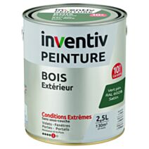 Peinture Extérieure Bois 10 ans Vert Pin Satin 2,5L - INVENTIV