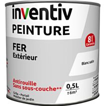 Peinture extérieure fer Garantie 8 ans blanc satin 0,5 L - INVENTIV