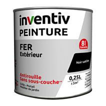 Peinture fer satinée Noir 0,25L - INVENTIV