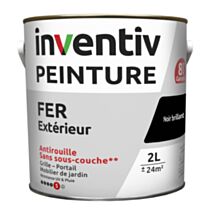 Peinture extérieure fer Garantie 8 ans noir brillant 2 L - INVENTIV