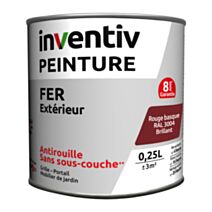 Peinture fer brillante Rouge basque 0,25L - INVENTIV