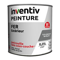 Peinture fer brillante Gris béton 0,25L - INVENTIV