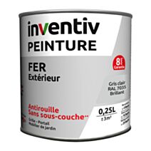 Peinture fer brillante Gris ciel 0,25L - INVENTIV