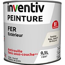 Peinture fer brillante Ivoire 0,5L - INVENTIV