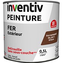 Peinture fer brillante Brun normand 0,5L - INVENTIV