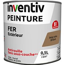 Peinture extérieure fer Garantie 8 ans beige sable brillant 0,5 L - INVENTIV