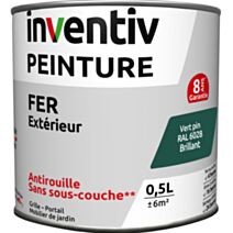 Peinture fer brillante Vert pin 0,5L - INVENTIV
