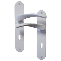 Poignées de porte Léon alu blanc trou de serrure entraxe 195mm - B BEAUTY