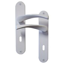 Poignées de porte Léon alu blanc trou de serrure entraxe 195mm - B BEAUTY