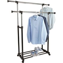 Portant à vêtements télescopique double L89/145xH98/175xP43cm