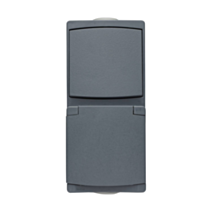 Prises 2P+T 16A + interrupteur vaetvient en saillie Subline gris IP54 - INVENTIV