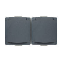 Double prise avec terre 2P+T 16A en saillie Subline gris IP54 - INVENTIV
