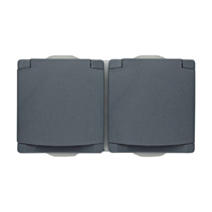 Double prise avec terre 2P+T 16A en saillie Subline gris IP54 - INVENTIV