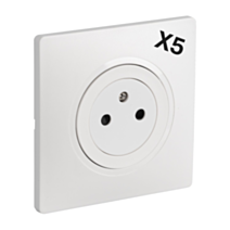 5 prises 2P+T complet blanc - INVENTIV