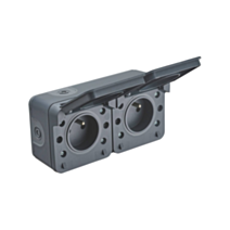 Prise double 2P+T étanche IP55 Terra Anthracite - INVENTIV