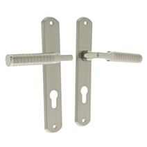 2 poignées de porte Adan entraxe 195 cylindre alu/acier nickel - INVENTIV