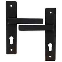 2 poignées de porte Aya entraxe 165 cylindre alu/acier noir mat - INVENTIV