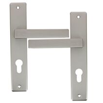 2 poignées de porte Béa entraxe 195 cylindre alu fini inox velours - INVENTIV