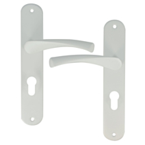 2 poignées de porte Leon entraxe 195 cylindre alu/acier blanc mat - INVENTIV