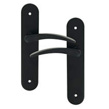 2 poignées de porte Tani entraxe 165 sans trou alu/acier noir mat - INVENTIV