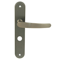 2 poignées de porte Abel entraxe 195 condamnation alu/acier nickel mat - INVENTIV