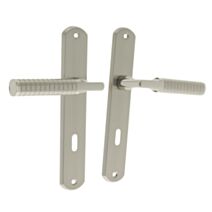 2 poignées de porte Adan entraxe 195 clé alu/acier nickel - INVENTIV