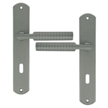 2 poignées de porte Adan entraxe 195 clé alu/acier gris foncé - INVENTIV