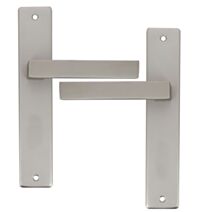 2 poignées de porte Béa entraxe 195 sans trou alu fini inox velours - INVENTIV