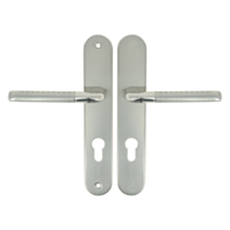 2 poignées de porte Cléa entraxe 195 cylindre alu/acier nickel mat - INVENTIV