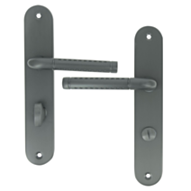 2 poignées de porte Cléa entraxe 195 condamnation alu/acier gris foncé - INVENTIV