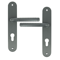 2 poignées de porte Cléa entraxe 195 cylindre alu/acier gris foncé - INVENTIV