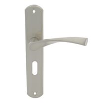 2 poignées de porte Leon entraxe 195 clé alu/acier nickel mat - INVENTIV