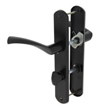 2 poignées de porte Leon entraxe 195 condamnation alu/acier noir mat - INVENTIV