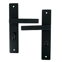 2 poignées de porte Mael entraxe 195 condamnation alu/acier noir mat  - INVENTIV
