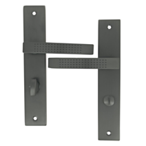 2 poignées de porte Maël entraxe 195 condamnation alu/acier gris foncé - INVENTIV