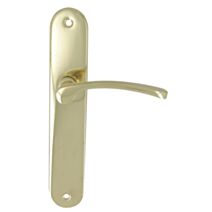 2 poignées de porte Nour entraxe 195 sans trou alu/acier laiton poli - INVENTIV