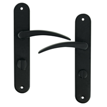 2 poignées de porte Romy entraxe 195 condamnation alu/acier noir mat - INVENTIV