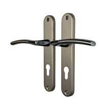 Poignée de porte extérieure Amel entraxe 195 cylindre nickel/nickel mat alu  - INVENTIV