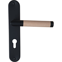 Poignée de porte extérieure Ruby entraxe 195 cylindre noir bois  - INVENTIV