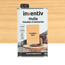 Huile Meubles & Boiseries incolore mat 0,5L - INVENTIV
