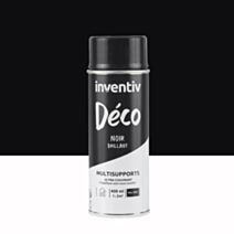 Peinture aérosol Multisupports ultra-couvrant noir brillant 400ml - INVENTIV